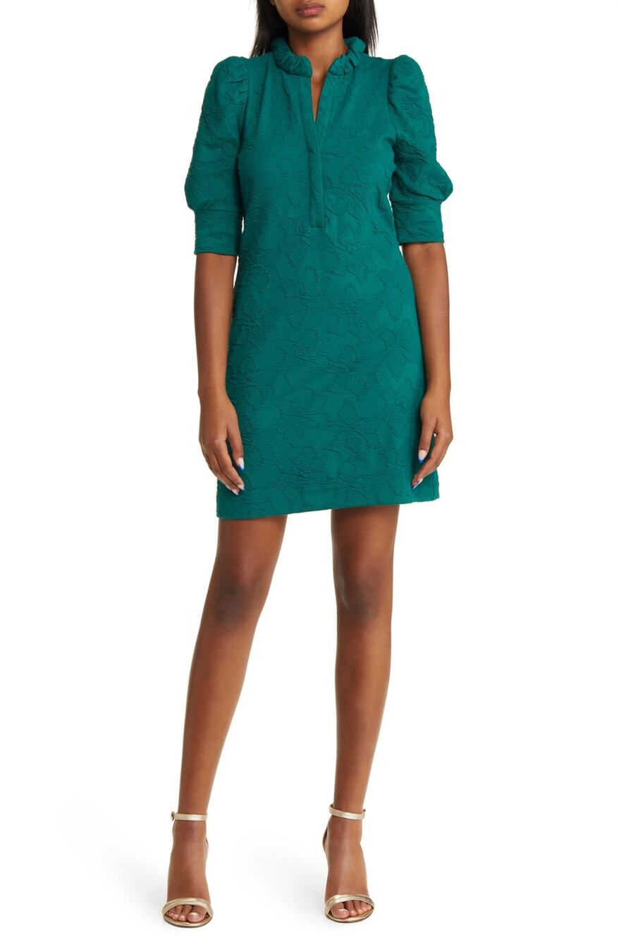 Lilly Pulitzer Elsey Floral Jacquard Puff Sleeve Dress green sz XL